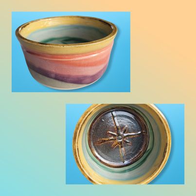 Large Pink and Yellow Bowl