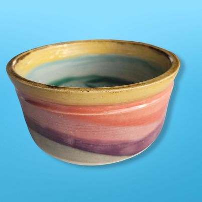 Large Pink and Yellow Bowl