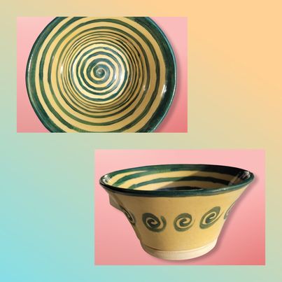 Yellow Bowl and Green Swirl
