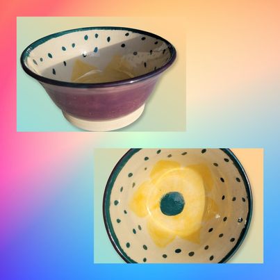 Polka Dots and Flowers Breakfast Bowl