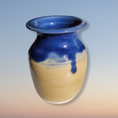 Small Cream and Blue Vase