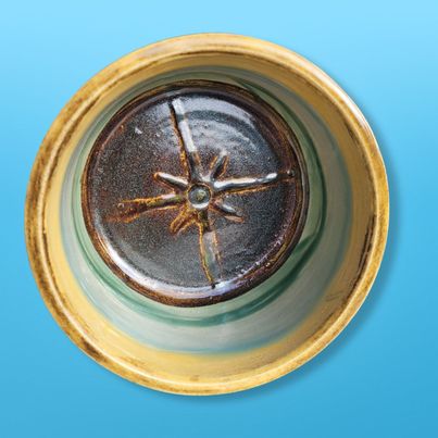 Large Pink and Yellow Bowl