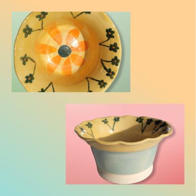 Purple Bowl with Yellow Sun