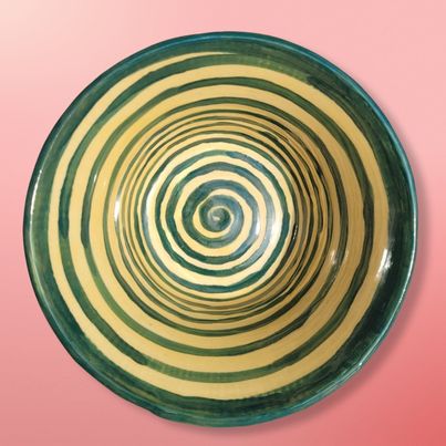 Yellow Bowl and Green Swirl