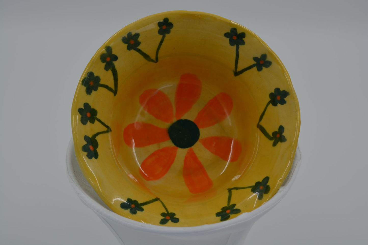 Green Bowl With Flower Inside